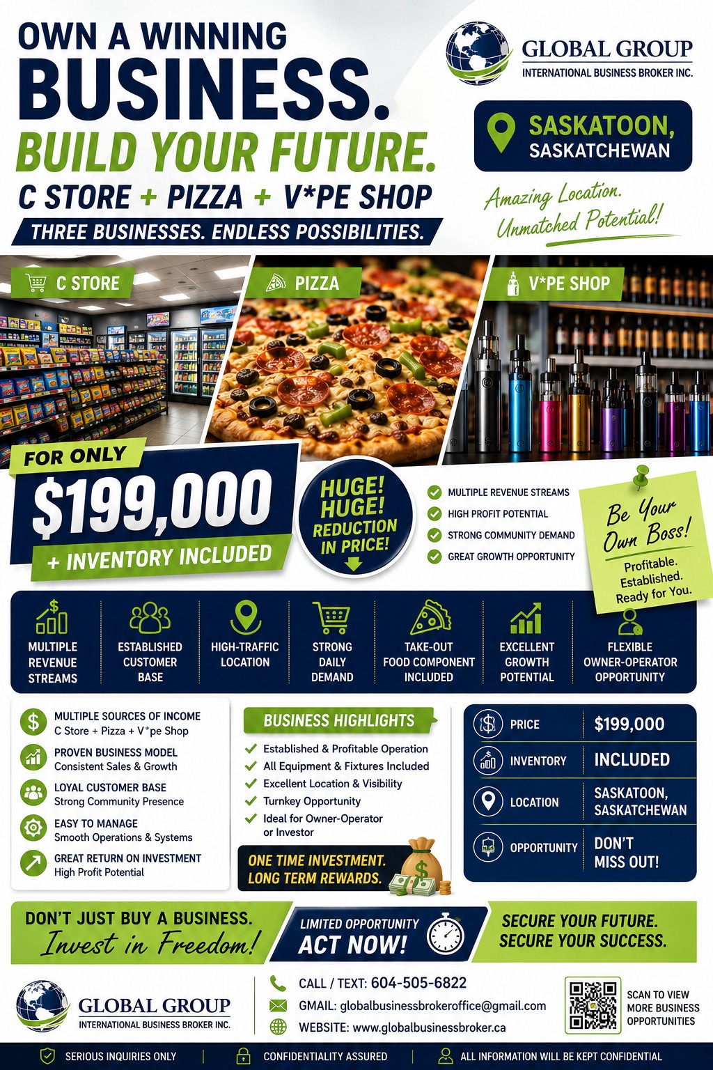  Convenience Store, Pizza Operation, and V*pe Shop for sale